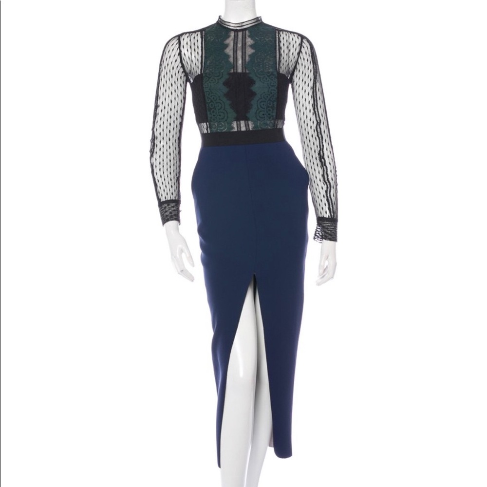 Self Portrait Midi length dress with sheer sleeves